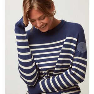 NWOT MINNOW navy and cream striped sweater, Sm $168 G40